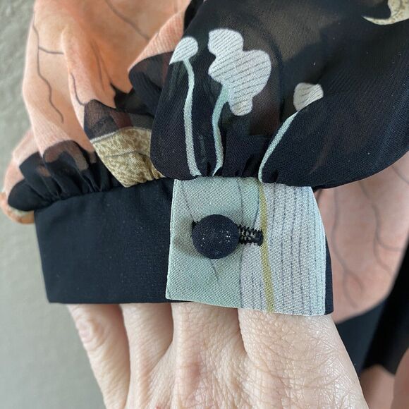 Lulus Maxi Dress XS Black Wondrous Water Lilies Floral Long Sleeve Boho resort - Picture 9 of 16